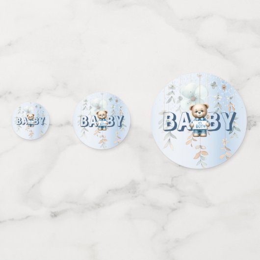 Schattigee teddybeer blauw bloemig mooi feest confetti (Achterkanten)