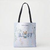 Schattigee teddybeer blauw bloemig mooi tote bag (Voorkant)