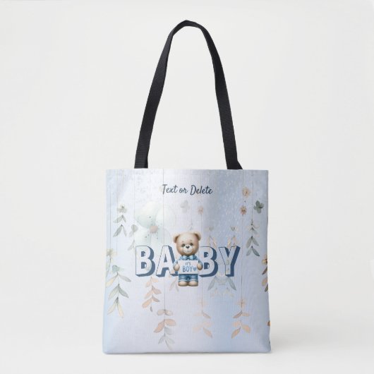 Schattigee teddybeer blauw bloemig mooi tote bag (Voorkant)