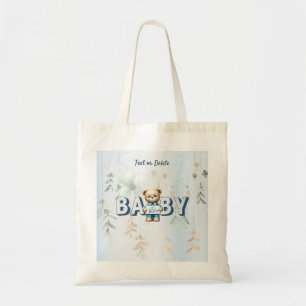 Schattigee teddybeer blauw bloemig mooi tote bag