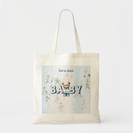 Schattigee teddybeer blauw bloemig mooi tote bag (Voorkant)