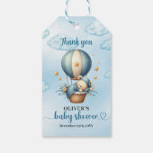 Schattigee teddybeer blauw bruin ivoor heteluchtba cadeaulabel (Achterkant)