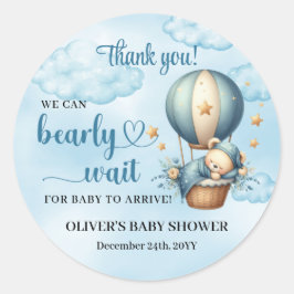 Schattigee teddybeer blauw bruin ivoor heteluchtba ronde sticker