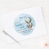 Schattigee teddybeer blauw bruin ivoor heteluchtba ronde sticker (Envelop)