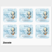 Schattigee teddybeer blauw bruin ivoor heteluchtba vierkante sticker (Vel)