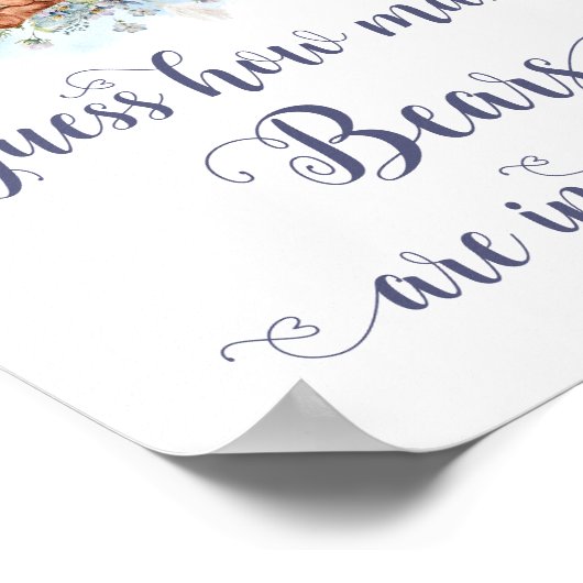 Schattigee teddybeer blauwe ballonnen raden hoevee poster (Hoek)