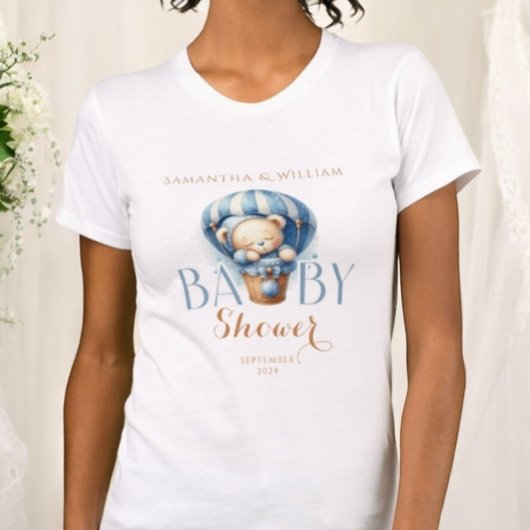 Schattigee Teddybeer Blauwe Drijvende Ballon T-shirt