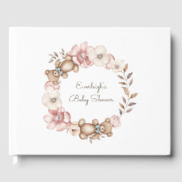 Schattigee teddybeer bloemenkrans gastenboek