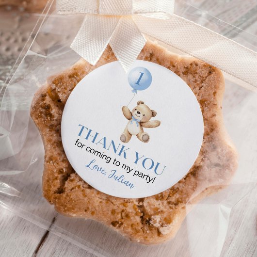 Schattigee teddybeer Blue Balloon Beary eerste ver Ronde Sticker