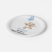 Schattigee Teddybeer Blue Balloon Beary Verjaardag Papieren Bordje (Gekanteld)