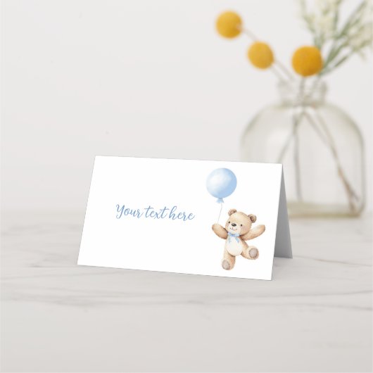 Schattigee teddybeer Blue Balloon Food Tent Place Plaatskaartje (Achterkant)