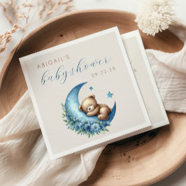 Schattigee teddybeer Blue Moon Boy Baby shower Servet