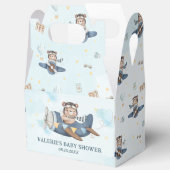 Schattigee teddybeer Blue Plane Boy Baby shower Bedankdoosjes (Open)
