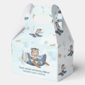 Schattigee teddybeer Blue Plane Boy Baby shower Bedankdoosjes (Achterkant)