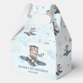 Schattigee teddybeer Blue Plane Boy Verjaardag Nie Bedankdoosjes