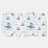 Schattigee teddybeer Blue Plane Boy Verjaardag Nie Bedankdoosjes (Ongevouwen)