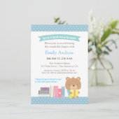 Schattigee teddybeer Blue Polka Dots Boek Baby sho Kaart (Staand voorkant)