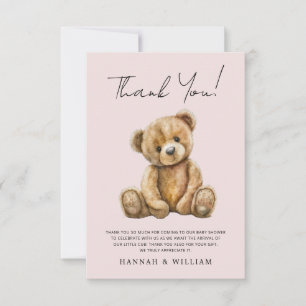 Schattigee Teddybeer Blush Roze Baby Meisje Baby s Bedankkaart