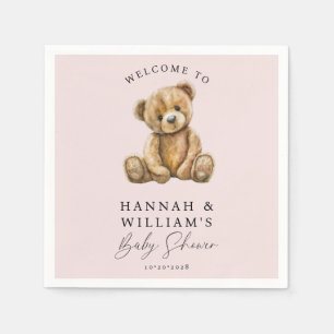 Schattigee teddybeer Blush roze meisje Baby shower Servet