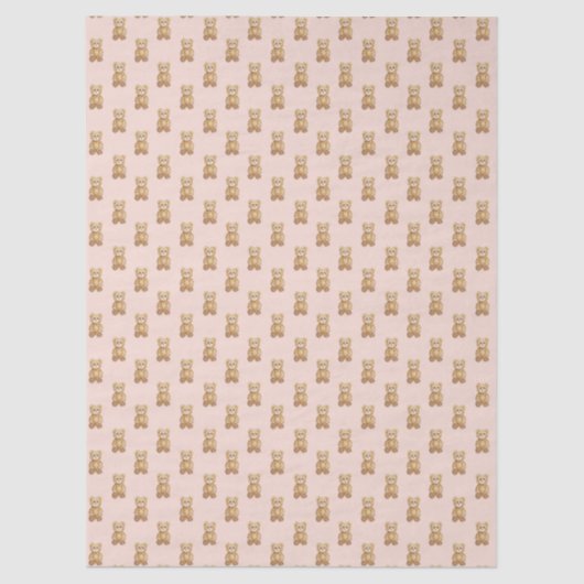 Schattigee teddybeer blush roze tissuepapier (Voorkant)