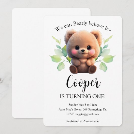 Schattigee teddybeer Boho 1e verjaardag (Voorkant / Achterkant)