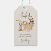 Schattigee Teddybeer, Bunny Baby shower Dank u Cadeaulabel (Voorkant)