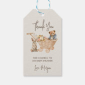 Schattigee Teddybeer, Bunny Baby shower Dank u Cadeaulabel (Achterkant)