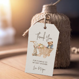 Schattigee Teddybeer, Bunny Baby shower Dank u Cadeaulabel