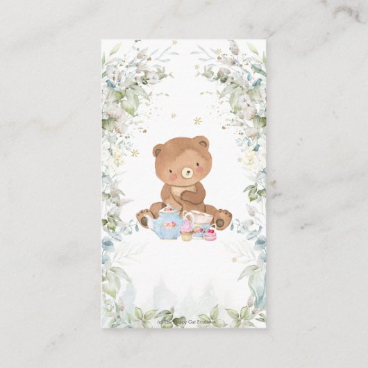 Schattigee teddybeer chique high tea Baby luier lo Informatiekaartje (Achterkant)