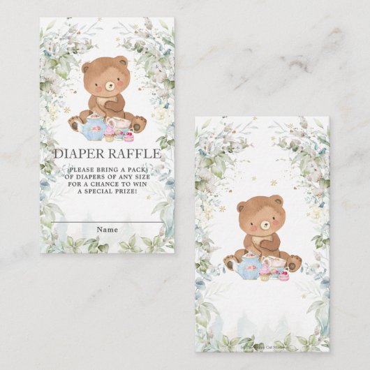 Schattigee teddybeer chique high tea Baby luier lo Informatiekaartje (Voorkant / Achterkant)