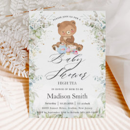 Schattigee teddybeer chique high tea party Baby sh Kaart