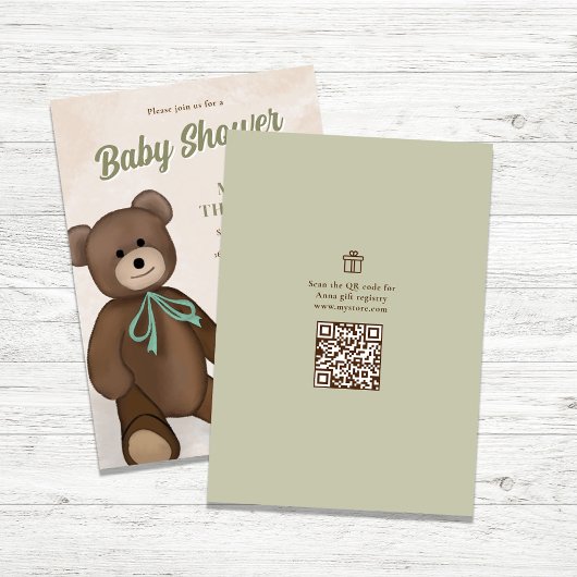 Schattigee  teddybeer Custom Baby shower Kaart