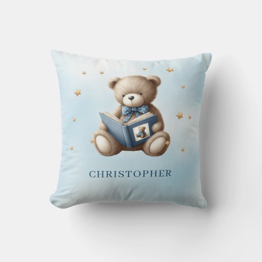 Schattigee teddybeer die een boek leest kussen (Voorkant)