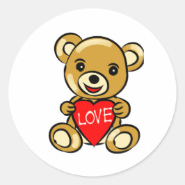 Schattigee teddybeer die hart met liefde vasthoudt ronde sticker