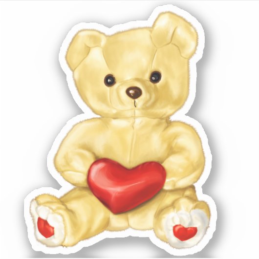 Schattigee teddybeer die hart vasthoudt - Schattig Sticker (Voorkant)