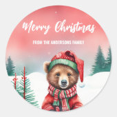 Schattigee teddybeer dierentuin Kerstfeest kinder Ronde Sticker (Voorkant)