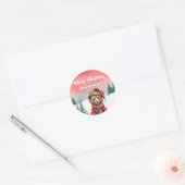 Schattigee teddybeer dierentuin Kerstfeest kinder Ronde Sticker (Envelop)