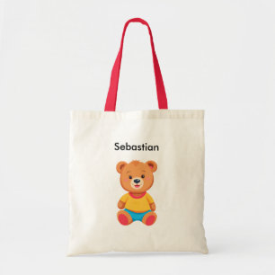 Schattigee teddybeer eenvoudig kleurrijk tote bag