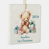 Schattigee teddybeer eerste kerstdag keramisch ornament (Rechts)