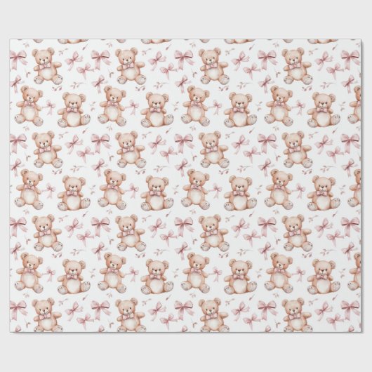 Schattigee teddybeer en Baby shower inpakpapier (Vlak)