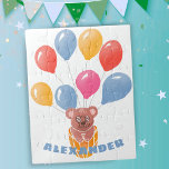 Schattigee Teddybeer en ballonnen Kind`s Naam Legpuzzel<br><div class="desc">Schattige Teddy Bear en Balloons Kind `s Naam puzzel. Ballonnen in blauwe,  rode,  roze en gele kleuren. Schattigee teddybeer tekening. Voeg jouw namen toe.</div>