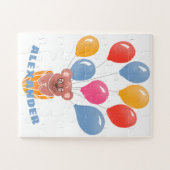 Schattigee Teddybeer en ballonnen Kind`s Naam Legpuzzel (Horizontaal)