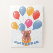Schattigee Teddybeer en ballonnen Kind`s Naam Legpuzzel (Verticaal)