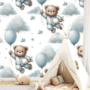 Schattigee teddybeer en ballonnen Waterverf Behang
