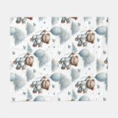 Schattigee teddybeer en ballonnen Waterverf Fleece Deken (Voorkant (Horizontaal))