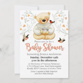 Schattigee teddybeer en hart Baby shower Kaart (Voorkant)