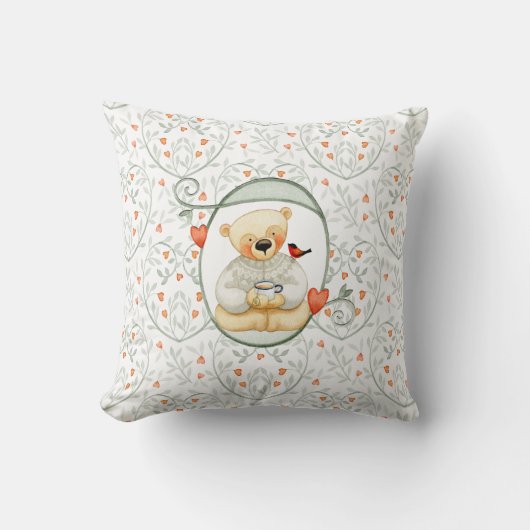 Schattigee Teddybeer en harten Kussen (Voorkant)