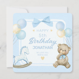 Schattigee teddybeer en schommelpaard kaart