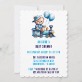 Schattigee Teddybeer en Train Boy Baby shower Kaart (Voorkant)