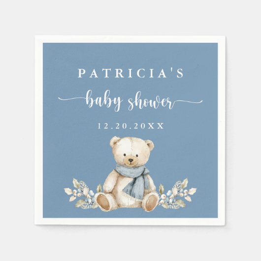 Schattigee teddybeer feestelijk winter Baby shower Servet (Voorkant)